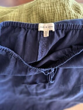 Anthropology Cloth & Stone Navy Elastic Waist Tie Skirt